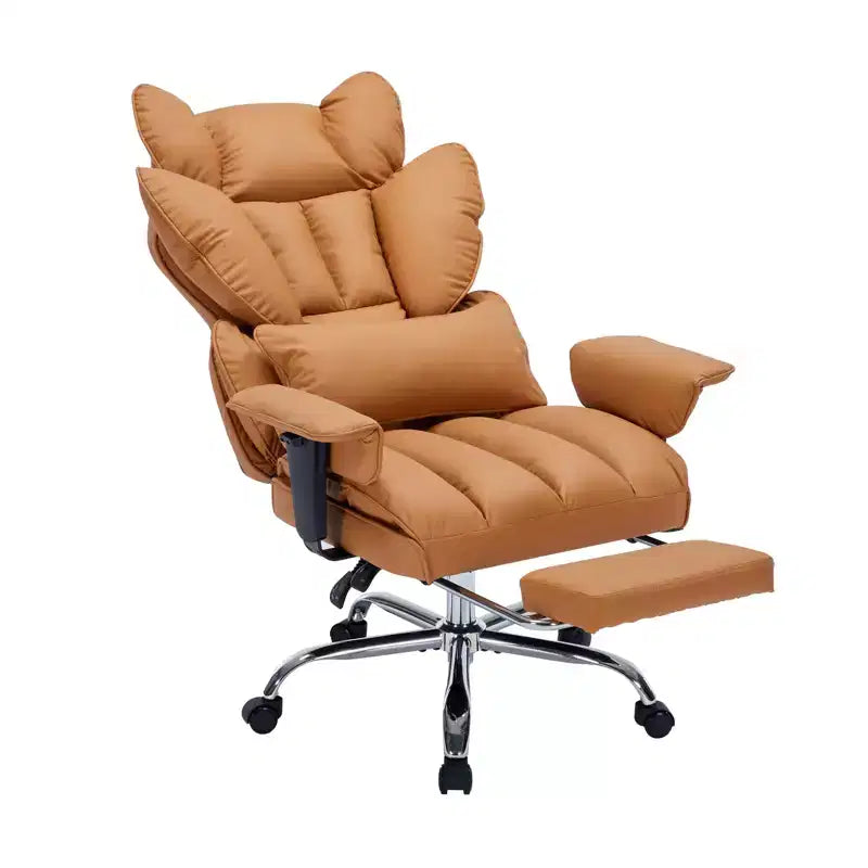 Fauteuil de bureau pour personnes fortes et grandes avec repose-pieds, fauteuil de jeu à dossier haut, fauteuil de bureau exécutif en cuir, fauteuil de bureau ergonomique avec support lombaire