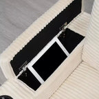 Canapé d'angle modulable en velours côtelé 106 avec accoudoir, rangement, porte-gobelets, chargeur USB et canapé modulaire surdimensionné confortable