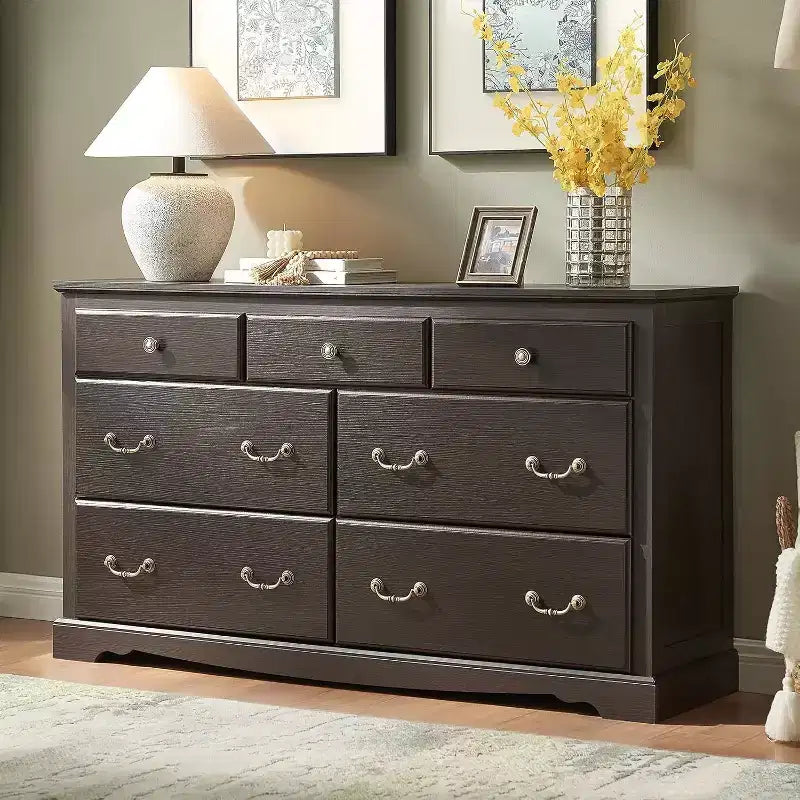 Commode de chambre AMERLIFE, style campagne avec poignées métalliques vintage