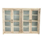 40 Armoire haute de rangement à 4 portes en bois recyclé et métal avec portes vitrées, marron