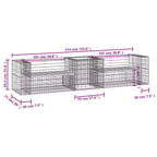 Banc de jardin avec panier gabion Bois naturel et argent