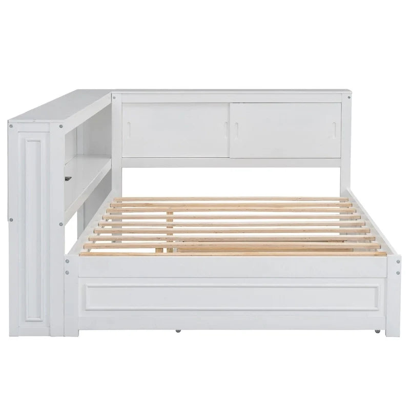 Lit de repos double avec étagères, chargement USB, lumières LED et lit gigogne simple