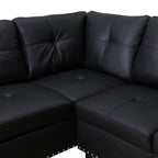 Ensemble de canapé moderne 3 pièces en similicuir noir : Style épuré pour les salons