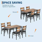 Ensemble table à manger pour 4, table de cuisine en bois avec 4 chaises rembourrées, ensemble de 4 chaises de table de cuisine avec angle anti-collision pour petit espace, cuisine
