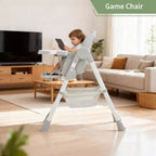Chaise haute pliable pour bébés et tout-petits, chaise haute en cuir PU avec dossier réglable, hauteur d'assise, plateau amovible, harnais de sécurité 5 points et roues verrouillables