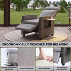Fauteuil inclinable en osier intérieur/extérieur avec table rabattable, pompe à air, 155° à plat, chaise longue inclinable en osier réglable avec dossier et repose-pieds