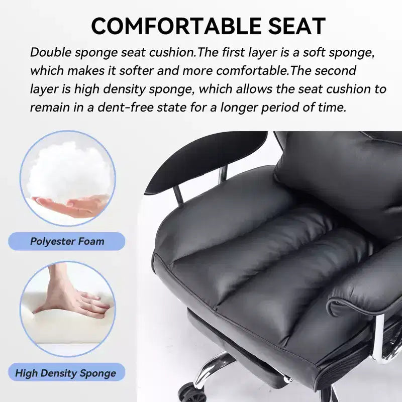 Efomao Chaise de Bureau Ergonomique 400 lbs, Grande Chaise d'Ordinateur en Cuir PU pour Personnes de Grande Taille, Fauteuil de Direction avec Repose-Pieds et Soutien Lombaire
