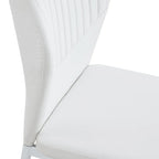 Ensemble de 6 chaises de salle à manger de luxe simples en PU haute résilience avec pieds en métal argenté, chaises d'appoint sans accoudoirs pour cuisine