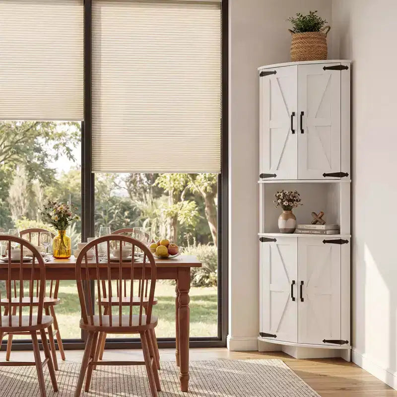 64,8" Meuble d'Angle Haut avec Portes, Armoire de Rangement d'Angle Marron Style Ferme, Meuble Garde-Manger d'Angle Autonome avec Étagères Réglables