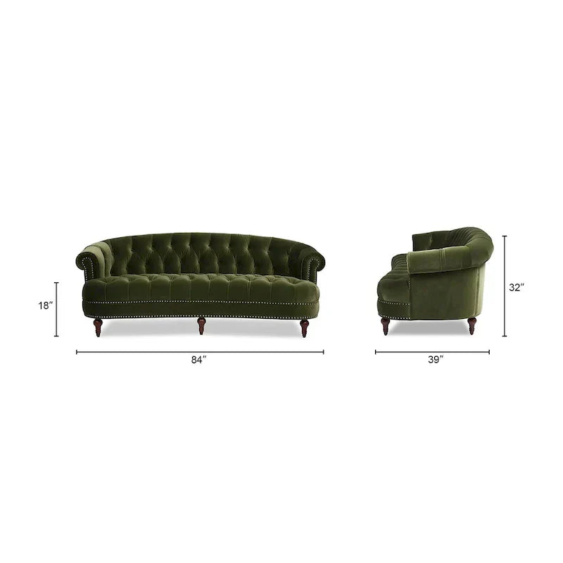 Canapé capitonné chesterfield La Rosa 84 en velours, style moderne du milieu du siècle