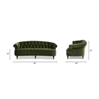 Canapé capitonné chesterfield La Rosa 84 en velours, style moderne du milieu du siècle