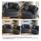 Lot de 2 fauteuils pivotants ronds surdimensionnés en velours côtelé moelleux de 43 po de large avec oreillers
