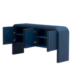 Buffet de rangement arqué avec 4 portes à rayures et étagères réglables, armoires d'entrée modernes avec pieds en pin