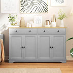 Buffet bas HOMCOM avec rangements, Meuble de cuisine moderne avec 4 portes, 2 tiroirs et 2 étagères réglables, Meuble de bar à café