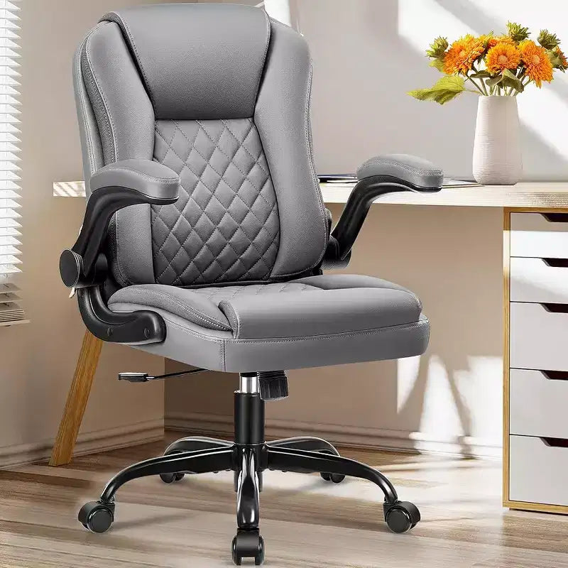 Chaise de Bureau de Direction en Cuir KERDOM, Chaise de Bureau Ergonomique avec Roulettes