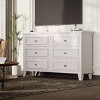 Commode de chambre, commode large à 6 tiroirs, organisateur de rangement, commode en bois moderne avec poignées métalliques pour couloir, entrée, bureau à domicile