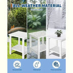 Ensemble de 2 chaises Adirondack pliantes avec table d'appoint, en plastique HDPE imitation bois, capacité de 172 kg, ensemble d'extérieur résistant aux intempéries pour patio, terrasse, foyer