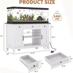 Meuble de support pour aquarium de 55-75 gallons de style ferme, support d'aquarium avec prise de courant, support d'aquarium robuste de 1400 livres avec support pour poissons/tortues/terrarium de reptiles