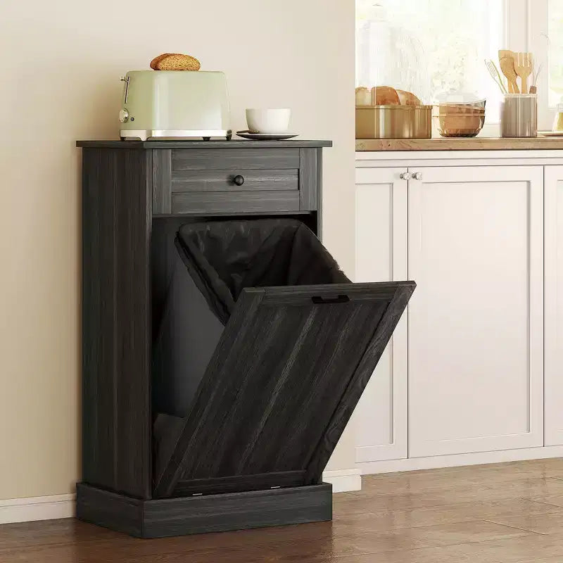 Meuble Poubelle Homcom avec Tiroir Meuble de Tri Sélectif Débout Support de Poubelle Cuisine