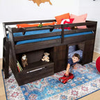 Lit mezzanine bas Max & Lily Modern Farmhouse avec tiroir de rangement, lit en bois massif pour enfants