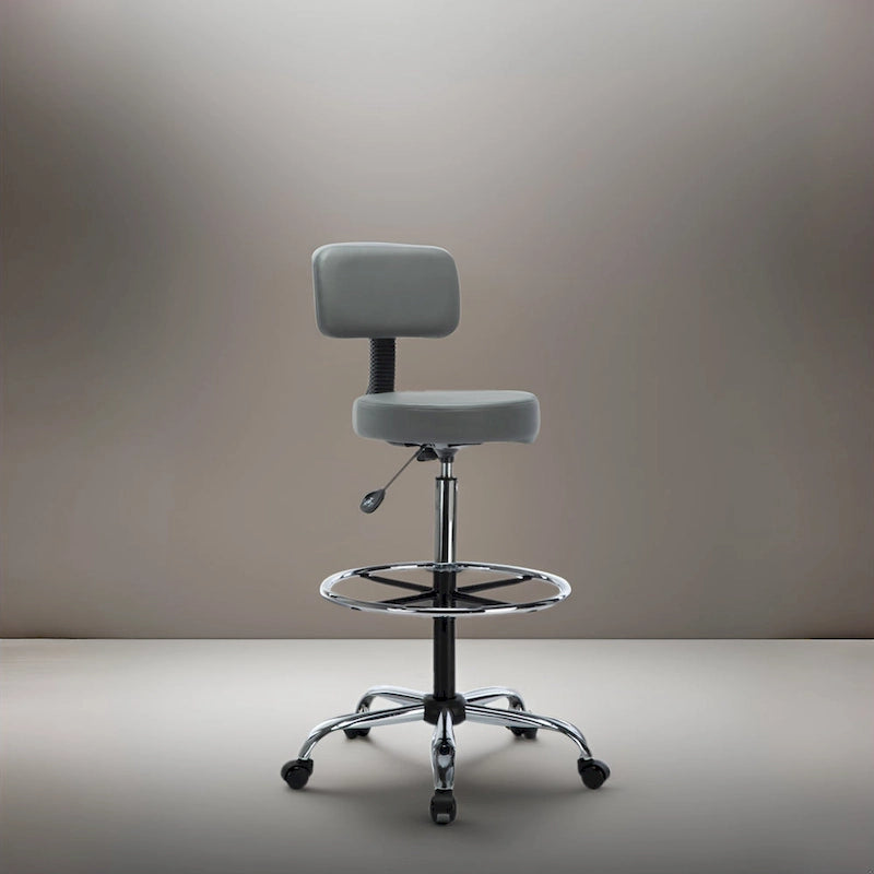 Tabouret de dessinateur réglable en hauteur - Avec cuir de qualité supérieure, roulettes pivotantes