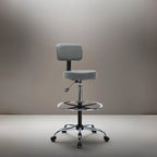 Tabouret de dessinateur réglable en hauteur - Avec cuir de qualité supérieure, roulettes pivotantes