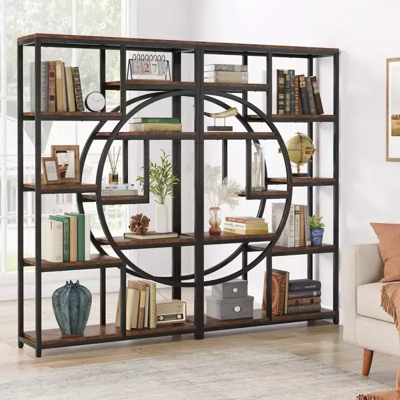 Étagère à livres Lantine à 5 niveaux avec 9 compartiments de rangement ouverts