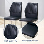 Ensemble de 6 chaises de salle à manger de luxe simples en PU haute résilience avec pieds en métal argenté, chaises d'appoint sans accoudoirs pour cuisine