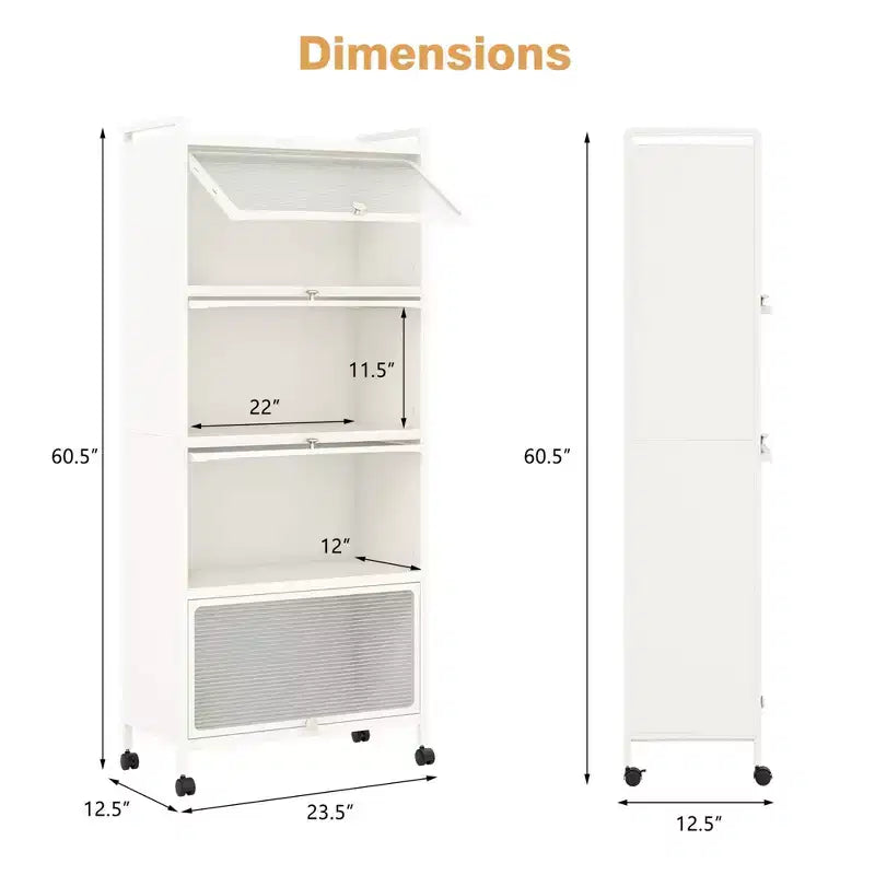 Meuble de cuisine Costway à 5 niveaux avec rangement, buffet mobile pour micro-ondes, portes basculantes, blanc/noir/gris/vert