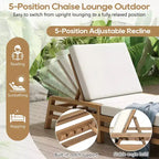 Chaise longue d'extérieur Merax en acacia 5 positions avec coussins épais