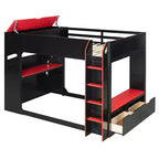 Lit mezzanine avec bureau réglable en hauteur, lumières RVB et rangement, lit gain de place pleine grandeur pour adolescents et adultes