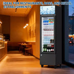 Réfrigérateur à boissons COZONY avec porte vitrée, glacière commerciale de 6,1 pi³ avec boîte lumineuse, sans givre pour bar, restaurant, magasin
