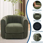 Ensemble de 2 fauteuils d'appoint pivotants à 360° modernes, revêtement en tissu doux, vert
