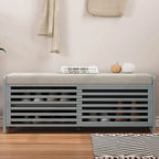 Banc de rangement en bois massif 43.30 avec stores contemporains à l'aspect vieilli