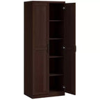 Garde-manger de cuisine 2 portes de 160 cm, meuble de rangement autoportant avec 5 étagères et 2 étagères réglables pour salle à manger