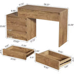 Bureau informatique Lantine avec 5 tiroirs, bureau de direction en bois avec meuble de classement et support pour imprimante pour bureau à domicile, petits espaces