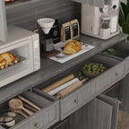 Famapy 61.2W Armoire de rangement grise Buffet Vaisselier de cuisine avec garniture de base ornée : Alliance d'élégance et d'utilité