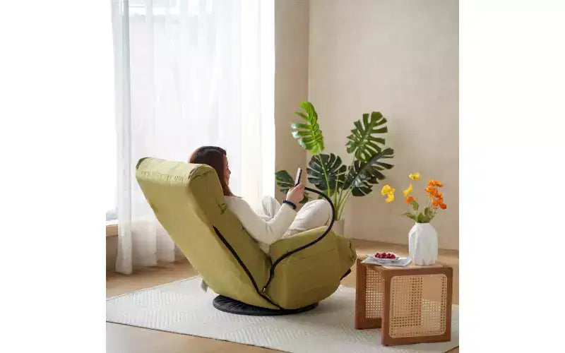 Chaise de jeu au sol, fauteuil de sol pivotant avec accoudoirs et support de téléphone, fauteuil de jeu inclinable pliant réglable sur 5 positions