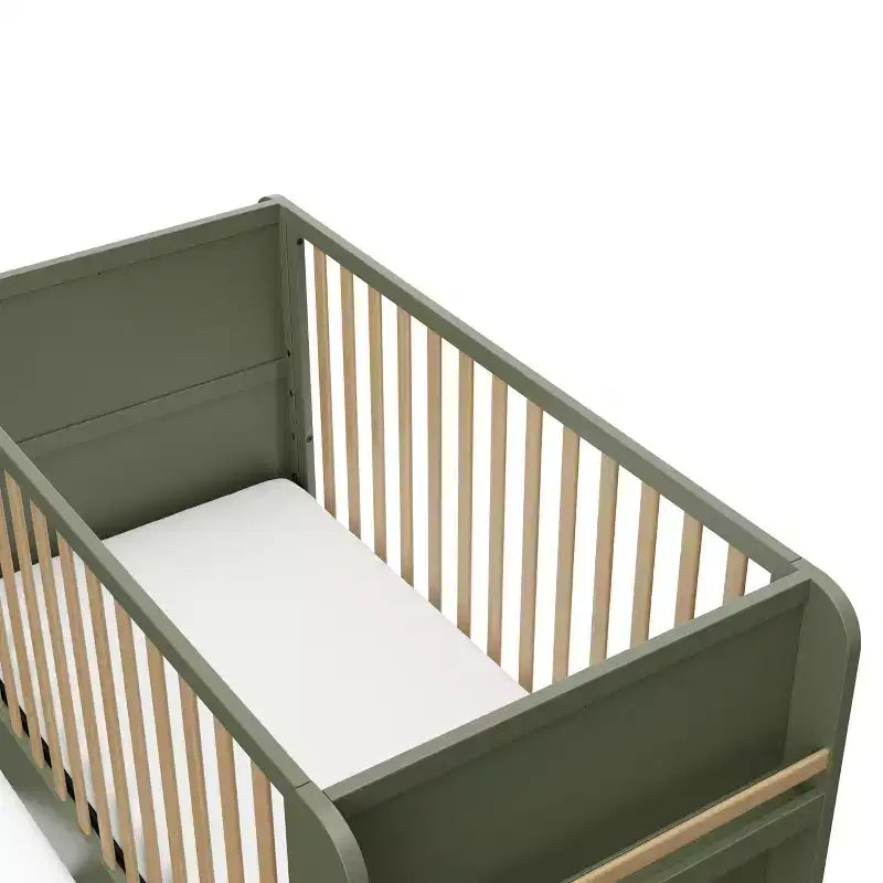 Lit bébé convertible 4-en-1 avec tiroir et étagères amovibles, base de matelas réglable