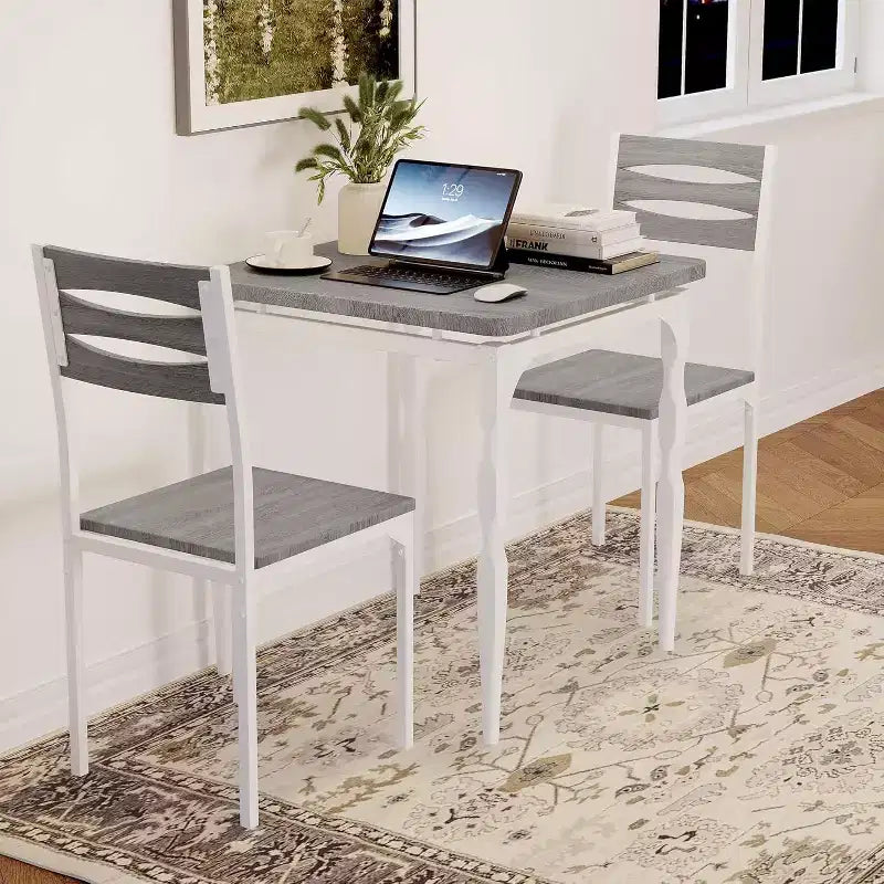 Ensemble de salle à manger 3 pièces pour petits espaces, table et 2 chaises à pieds en spirale, ensemble de table de cuisine compact pour appartements