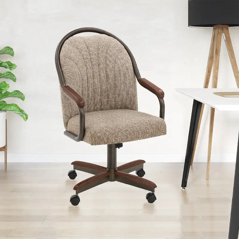Chaises de salle à manger Chromcraft Douglas à roulettes, finition gris châtaigne (Lot de 2)