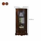 Meuble d'angle classique en bois d'hévéa marron avec porte vitrée