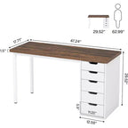 Bureau d'ordinateur Lantine avec 5 tiroirs, bureau moderne et simple de 119 cm pour la maison, le bureau et l'étude, idéal pour les petits espaces