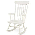 Costway Lot de 2 chaises à bascule en bois, finition brillante, blanc/café