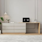 Bureau d'angle blanc de 140,2 cm avec 6 tiroirs de rangement